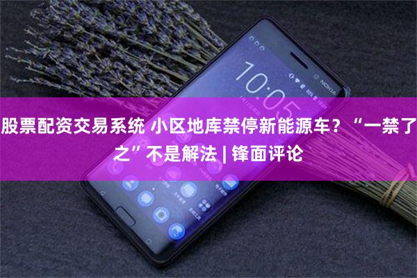 股票配资交易系统 小区地库禁停新能源车？“一禁了之”不是解法 | 锋面评论